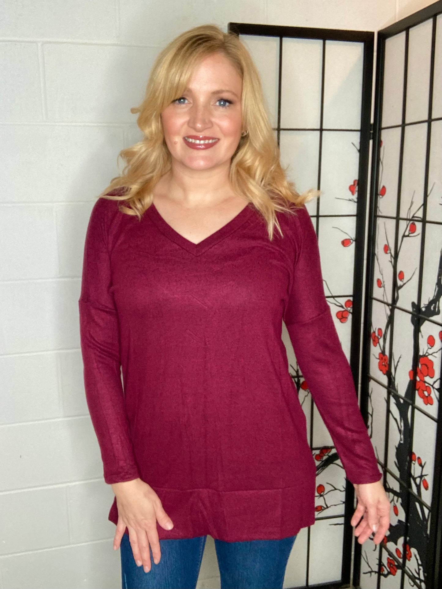 Hacci Cranberry light weight Sweater