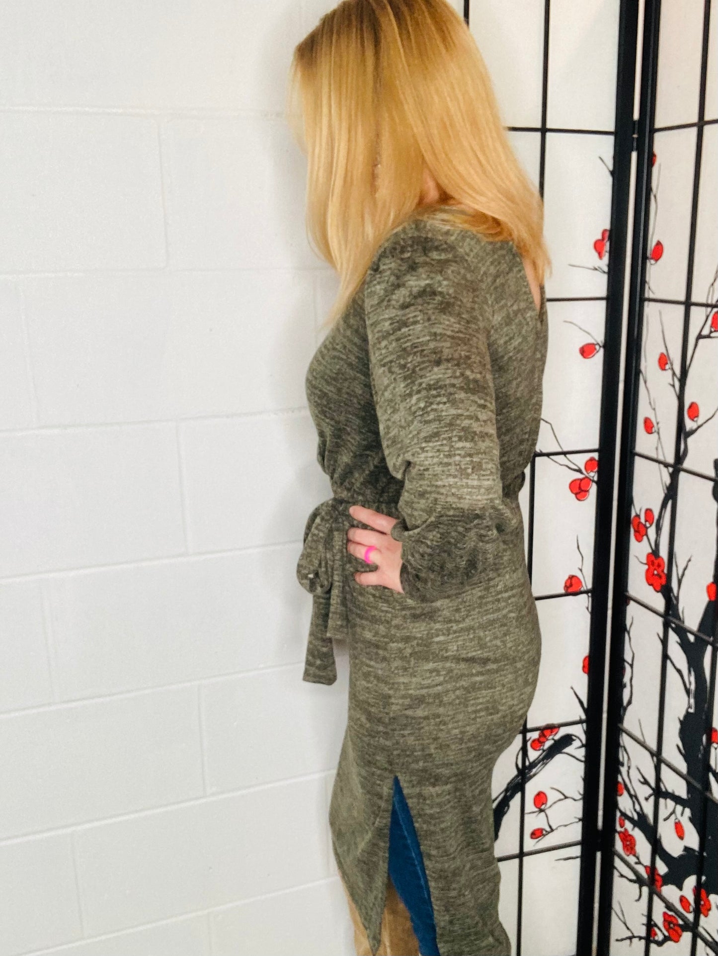 Olive faux Wrap Dress