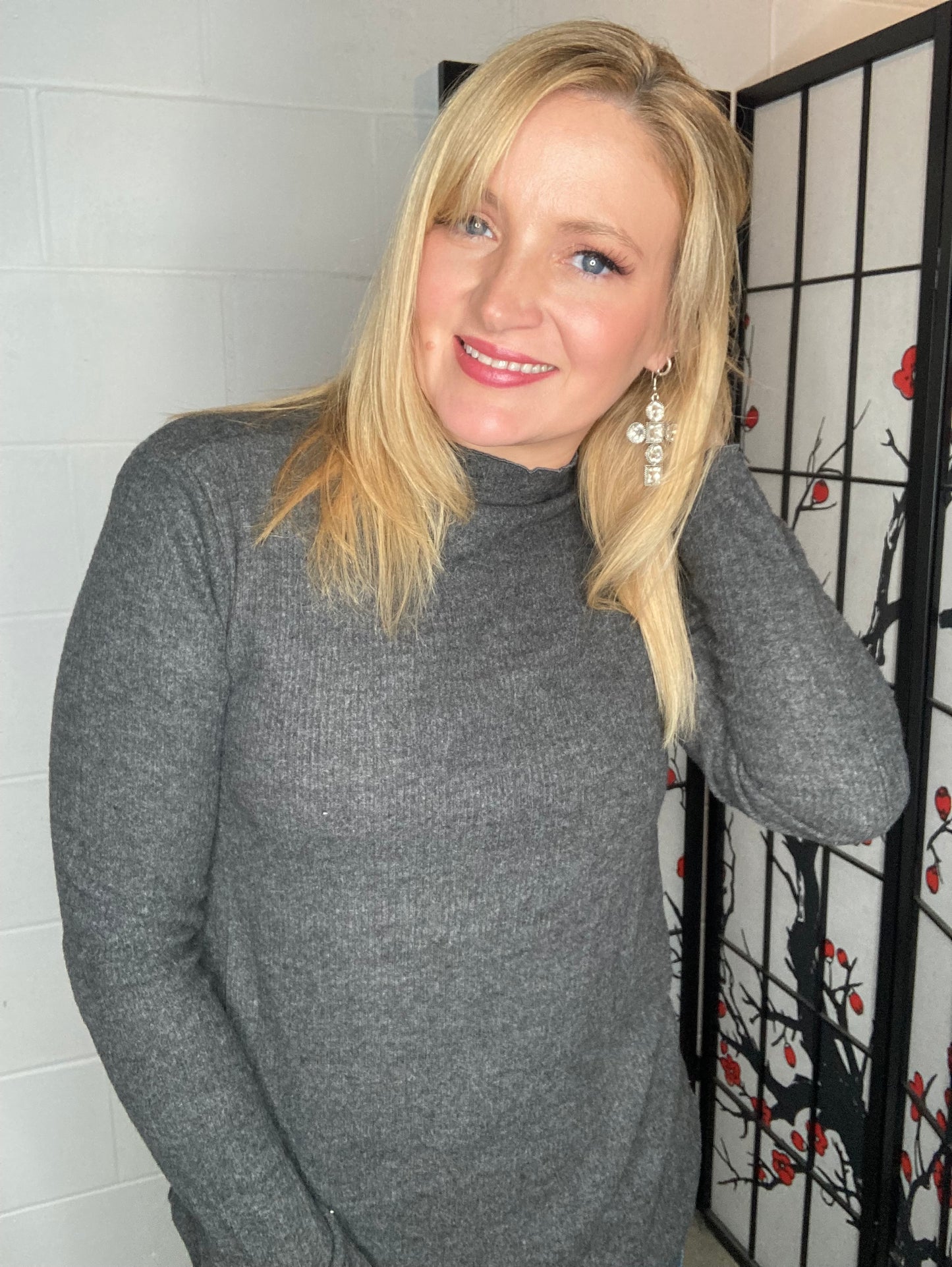 Charcoal brushed ribbed top
