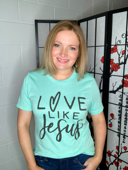 Graphic Tee-Mint Love Like Jesus