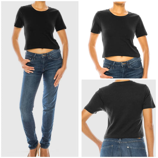 Black fitted crop tee