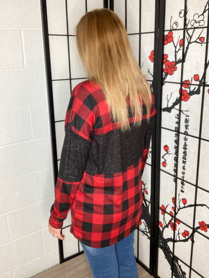 Buffalo plaid lightweight sweater top