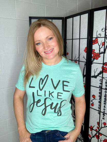 Graphic Tee-Mint Love Like Jesus