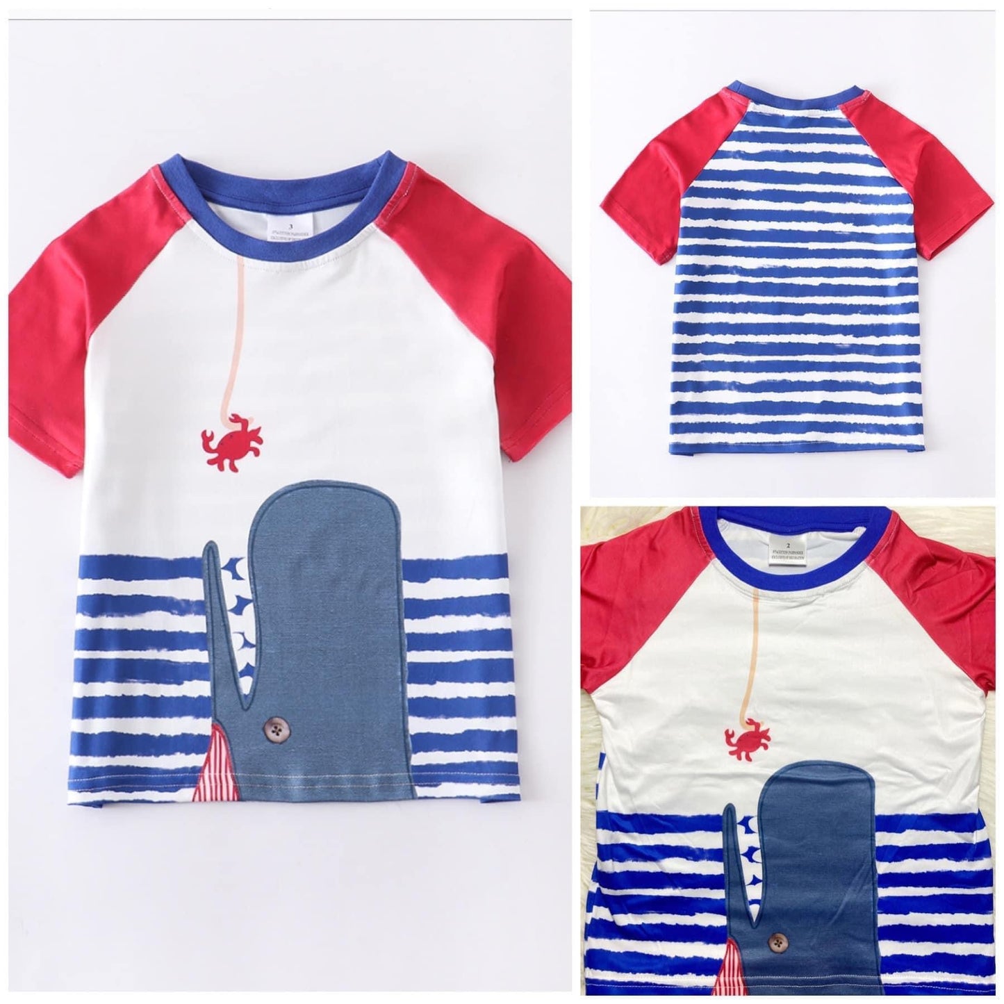 Boys crab appliqué  tee