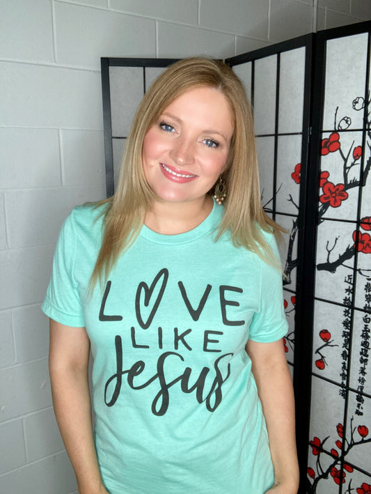 Graphic Tee-Mint Love Like Jesus