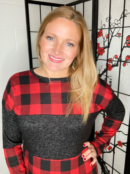 Buffalo plaid lightweight sweater top