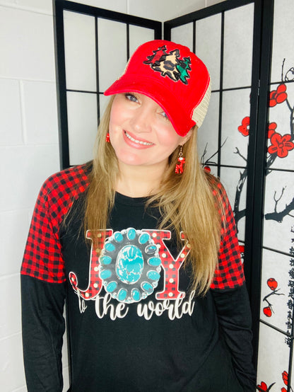 Red Holiday Tree Graphic Cap