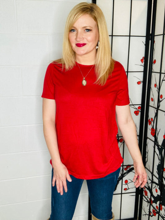 Super Soft Crimson Drop Sleeve tee