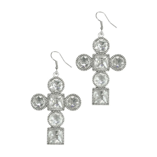 Crystal Cross Earrings