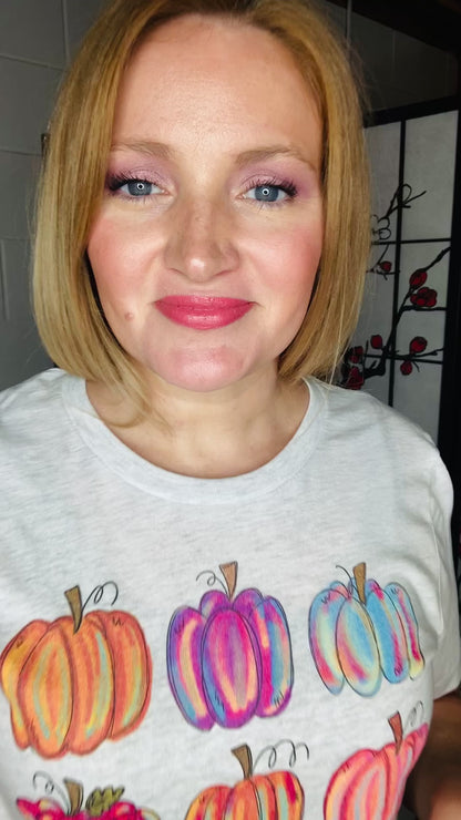 Graphic Tee-Ash Gray, watercolor pumpkins