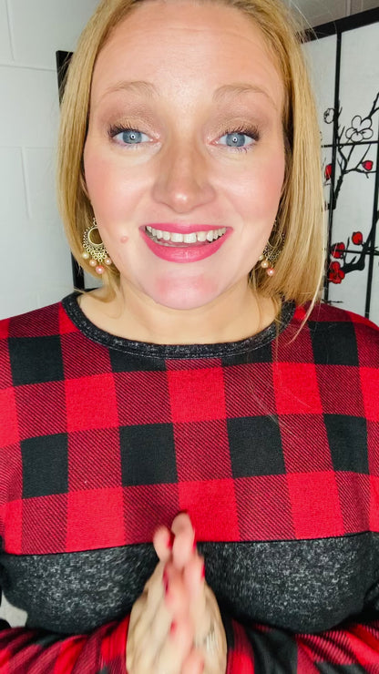 Buffalo plaid lightweight sweater top