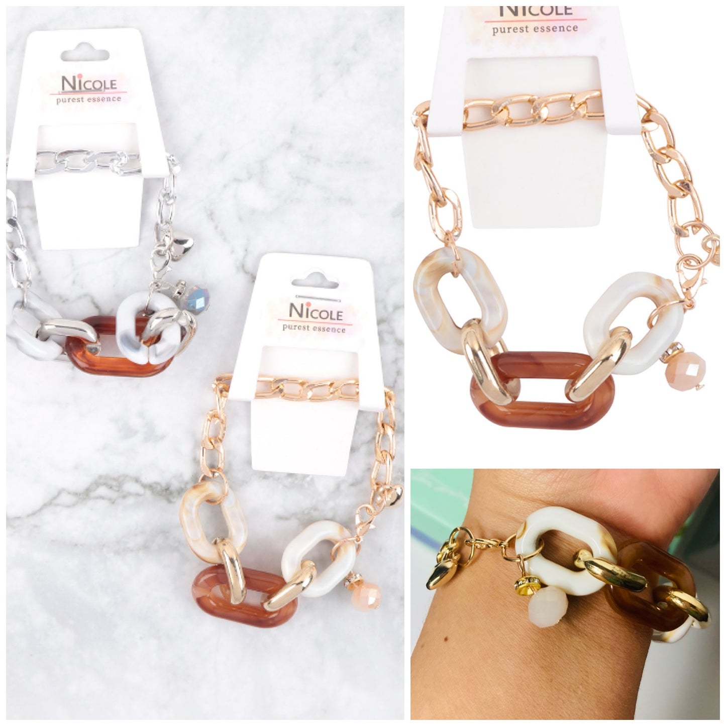 Acetate Chain Charm bracelet