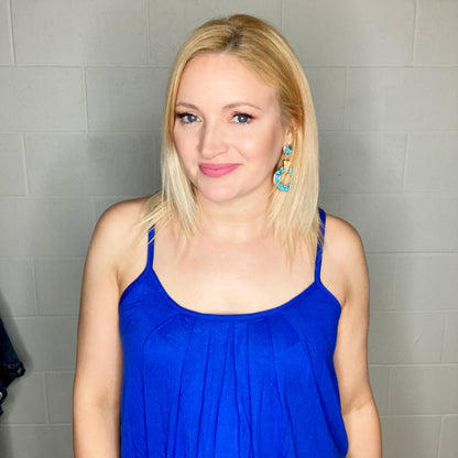 Royal blue relaxed pleated tank