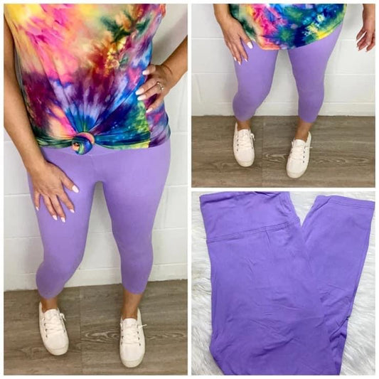 Capri Leggings-Lilac high waisted/yoga waistband