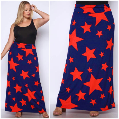 Plus patriotic maxi skirt